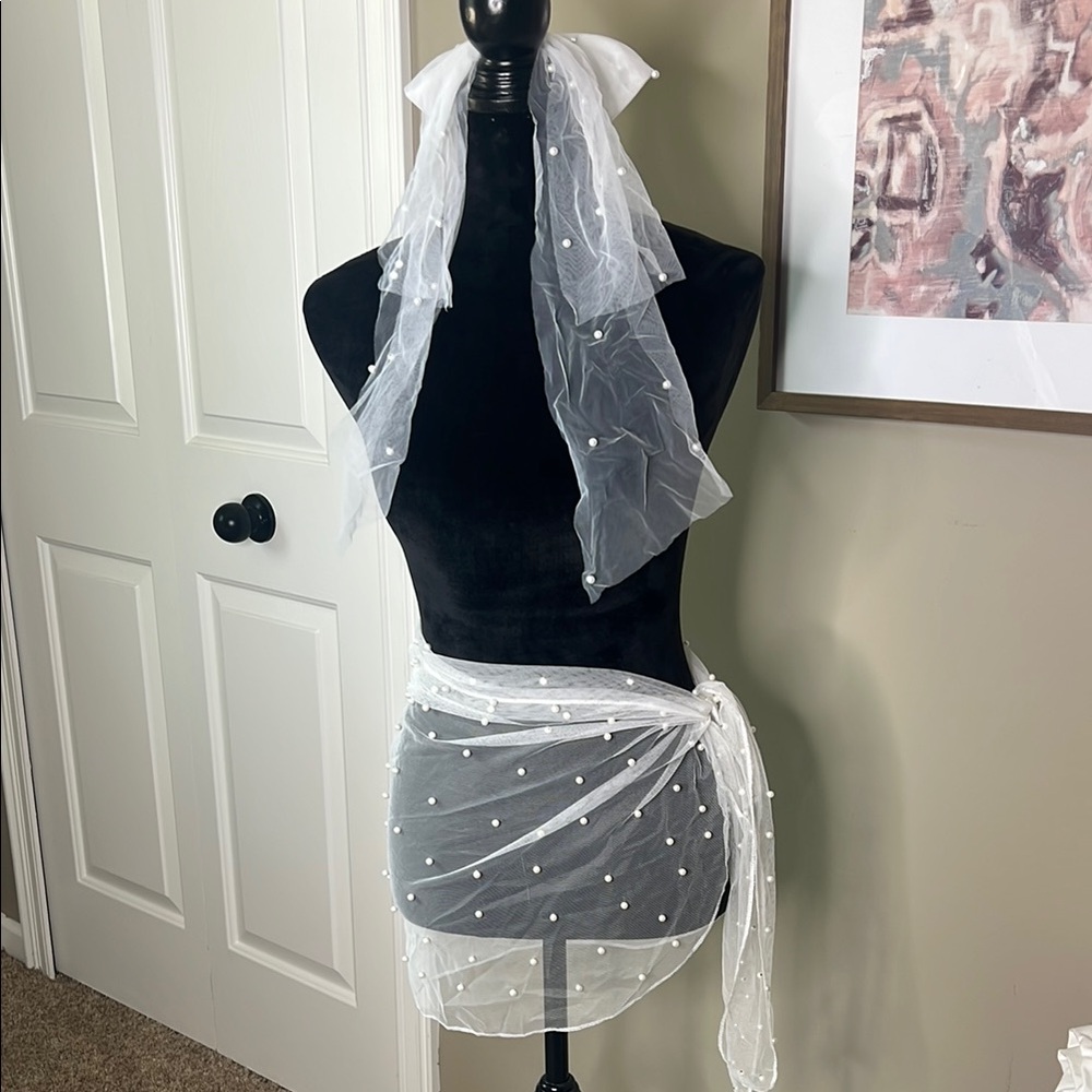 Chic Sheer Pearl Wrap & Hair Bow